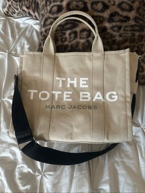 Marc Jacobs Beige Canvas Tote with Black Shoulder Strap